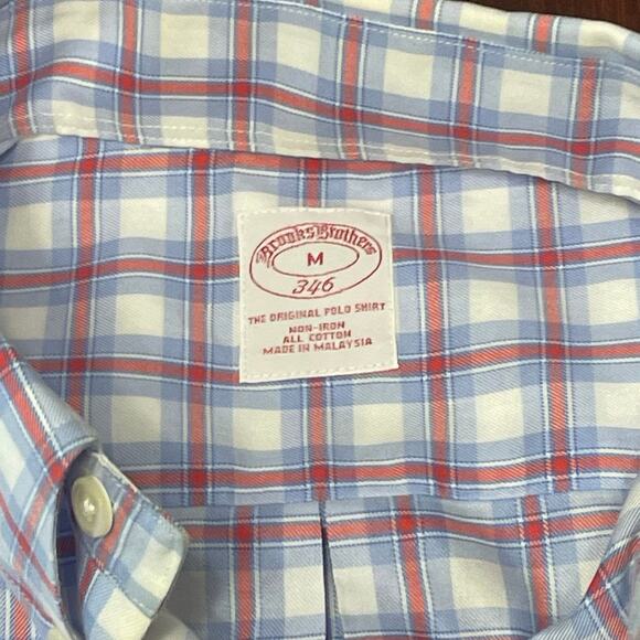 Brooks Brothers 346 Blue Red White Plaid Button Down The Original Polo M Shirt - Picture 2 of 5